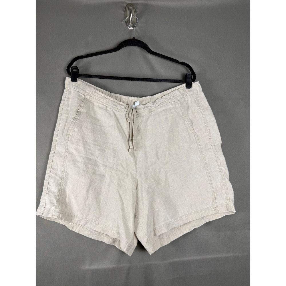 J. Jill Love Linen Shorts Women XL Beige Elastic Waist Drawstring Casual